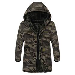 Work cotton-padded jacket men's winter thickened camouflage cotton-padded jacket plus velvet mid-length labor protection cold storage cold-proof coat Northeast cotton clothing