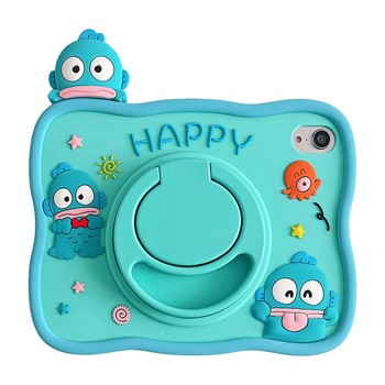 Funny cartoon blue ugly fish Hanton 360 degree rotating iPad10 protective case 2022 new model ເຫມາະສໍາຫລັບ Apple iPad 10.2 inch mini6 tablet Air4/5 silicone soft shell pro women's model 9.7