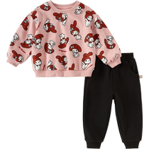 Hello Kitty co-branded David Bella girls trousers set 2024 autumn new baby sweatshirt two-piece set