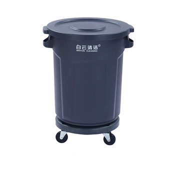 Baiyun sanitation large thick wheeled round trash can