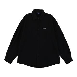Hong kong aberdeen literary men's lapel black workwear long-sleeved shirt