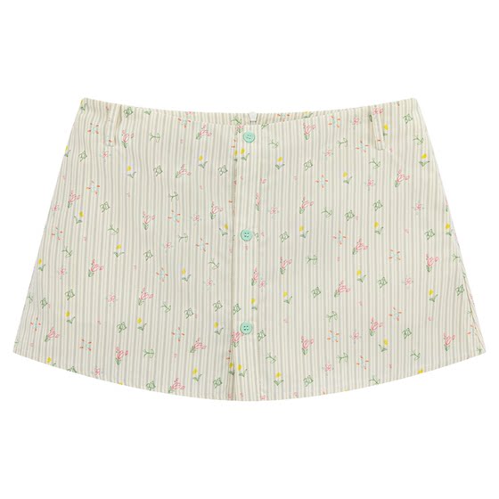 riverstone plus 碎花条纹排扣裙裤女宽松百搭设计感显瘦a字短裙