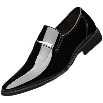 Slip-on leather shoes for men, business formal wear, bright leather casual shoes for men