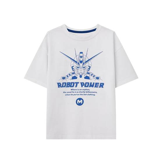 
Duoduo boys short-sleeved T-shirt 2025 summer new children's medium-large children's pure cotton robot half-sleeved top trend