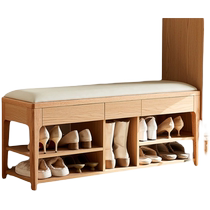 Quanyou Home Nordic Log Style Shoe Changing Stool Solid Wood Foot Cabinet 2024 New Home Integrated Door Shoe Cabinet Stool