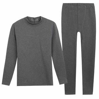 A new step warm underwear Men's autumn clothing and autumn pants pure cotton, thick mid -high -neck sweater wiring suit suit