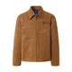YAD Peace Dove Silhouette Patch Suede Lapel Jacket Zip Brown Unisex ໄວຫນຸ່ມ