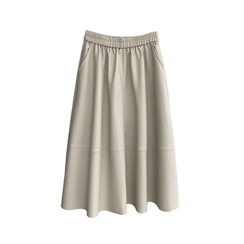 Autumn and winter new style leather skirt with drapey feel, high waist and soft