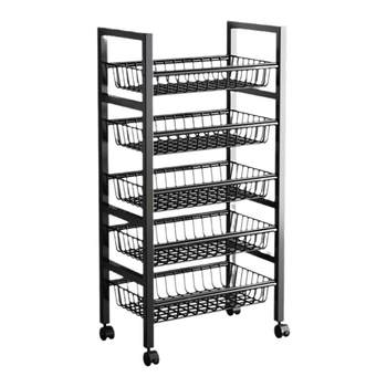 Kitchen basket storage rack household mobile simple shelf floor-standing multi-layer vegetable storage multi-function shelf