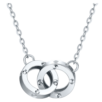 Saturday blessing platinum necklace pendant for women pt950 platinum double ring chain clavicle chain plain chain chain for girlfriend on Chinese Valentines Day