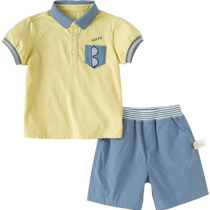 David Bella Childrens Five Software Package 2024 Summer New Boy Short Sleeve Polo Pants Two Pieces