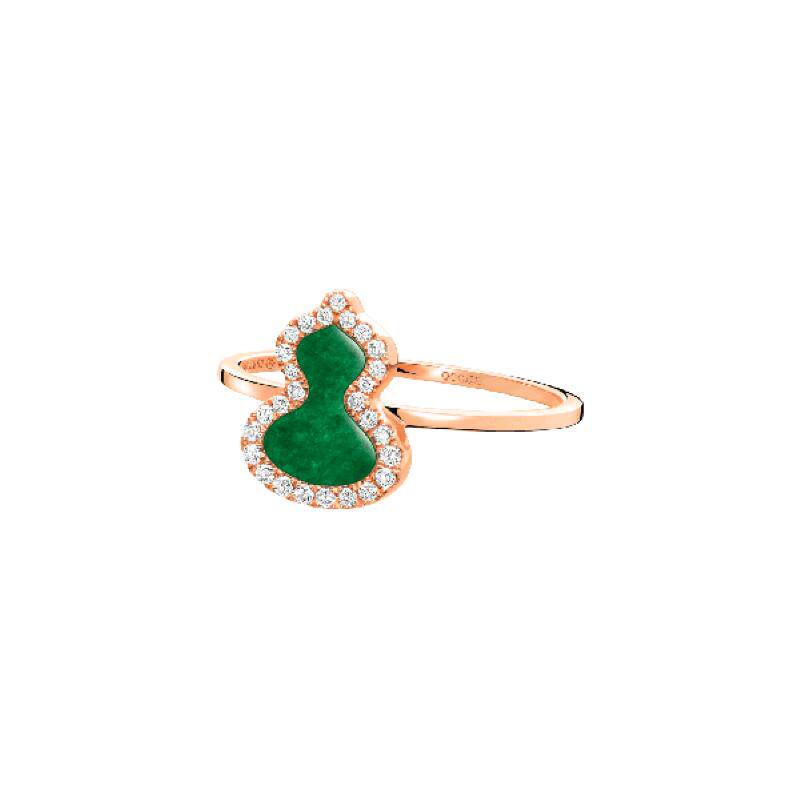Qeelin 18K rose gold jadeite ring