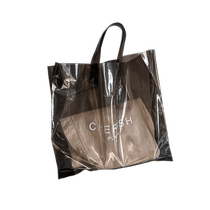 Black clothing store womens clothing hand bag transparent high-end portable plastic shopping bag wholesale customization