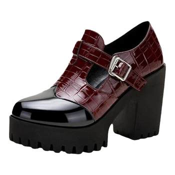 Patent leather high heel non-slip thick sole women's leather shoes