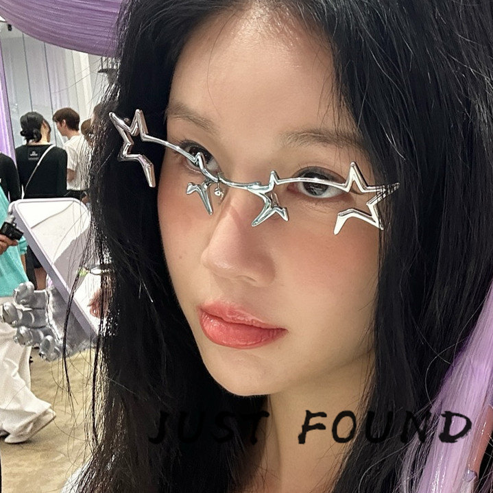 Liu Zhimin's same style star glasses Y2K foldable trendy anime-style tech-inspired internet celebrity cool and edgy accessory