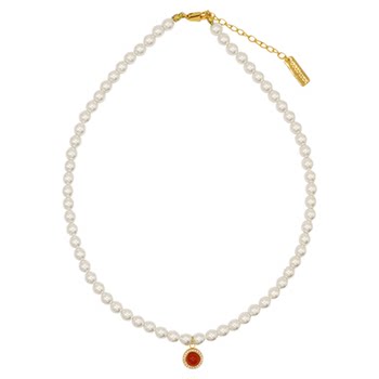 Heart lock natural red agate shijia pearl necklace light luxury women's necklace jewelry new year design set