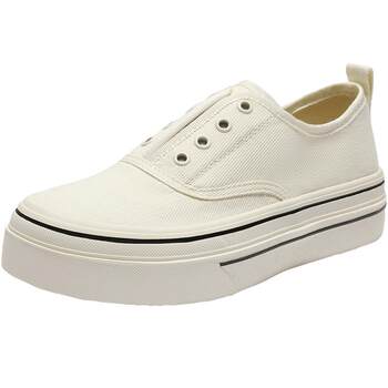 Belle voyager canvas shoes thick-soled slip-on lazy shoes new versatile casual white women's shoes b2699c pre-