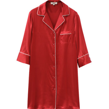 Jinsanta silk nightgown ສໍາລັບແມ່ຍິງ 100% mulberry silk shirt style sexy can be worn outside red wedding zodiac year pajamas