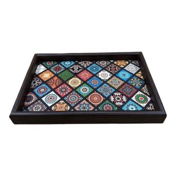 Bohemian style ornament tray entryway living room