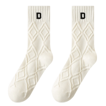 Zhuji socks womens autumn and winter pure cotton sweat-absorbent mid-calf socks thick socks winter black and white boneless confinement socks