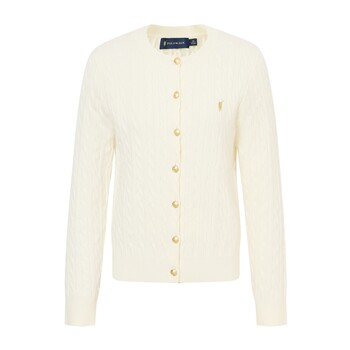 Polowalk women's long sleeve sweater 2026 spring new arrival cable sweater with round neck cardigan top
