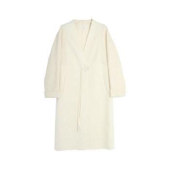 西町村屋双面呢女冬新款法式简约纯色盘扣羊毛长款大衣HD8209002