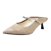 Qianbaidu womens shoes summer new fashion semi-cool back empty sandals one-leg high heels casual stiletto temperament