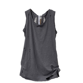 Summer ໃຫມ່ສະບັບພາສາເກົາຫຼີວ່າງ slimming ວັນນະຄະດີແຂງສີ versatile ໄມ້ໄຜ່ຝ້າຍ vest ແມ່ຍິງຮູ suspender bottoming ເສື້ອ