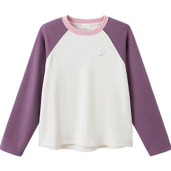 Asics children's wear 25 years winter children's long sleeve color block raglan sleeves warm, comfortable, moisture-absorbing and heating