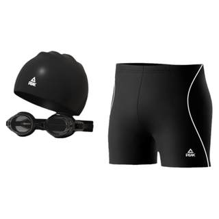 匹克泳裤男款成人三件套专业速干防尴尬男士游泳裤泳帽泳镜套装备