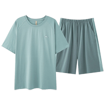 Ice Silk Pajamas Mens Summer 2024 New Short-Sleeved Large Size Thin Can Be Weared Modal Youth Home Clothing Suit