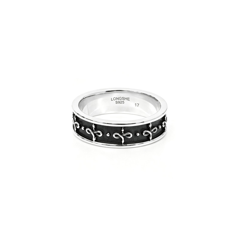 S925 silver antique old dragon and snake couple ring