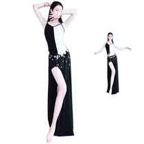 Belly dance clothes contrasting drawstrings modal suspenders double slit maxi skirt suit slim performance clothes practice clothes for children