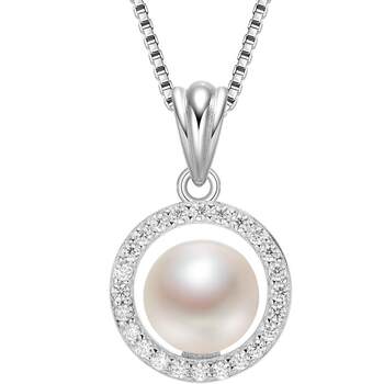 Jingrun flash zirconium round freshwater pearl pendant gift for women