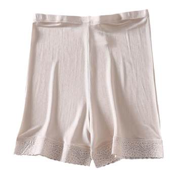 ໃໝ່ ສູງ mulberry silk anti-exposure silk leggings three-quarter pants silk skirt pants safety pants lace pajamas