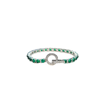 Jewelry-like super flash emerald and diamond bracelet in 925 silver