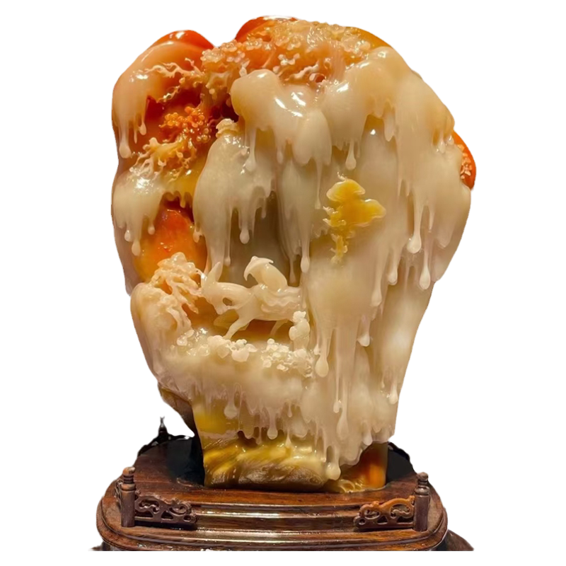 田黄薄意雕刻印章梅竹双清寿山石雕福建原石艺术摆件办公室文创装饰