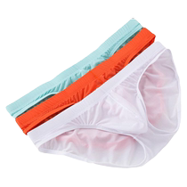 Summer new mens ice silk transparent underwear low-waist sexy breathable tight silky U-convex youth briefs