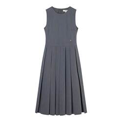 Eland sleeveless dress women's round neck pleated skirt high waist mid-length skirt 2024 summer new style