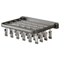 Folding clothes hanger without punching household bathroom multi-clip hook clothes drying rack balcony wall hanging sock drying artifact