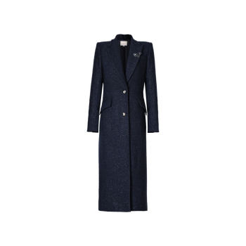 XULU original light luxury fashion custom dyed long coat temperament slim lapel collar wool blended bright silk coat