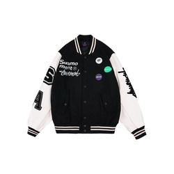 SUAMOMENT scratch badge baseball jacket spring and autumn couple casual jacket