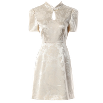 DPLAY2024 summer stand collar new Chinese style national style small satin dark pattern jacquard national style cheongsam dress