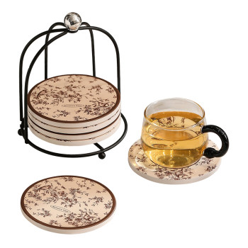 Manshiguang french ceramic heat-insulated dining table mat high temperature resistant household anti-scalding pot mat water absorbing coaster high-end feeling light and luxurious