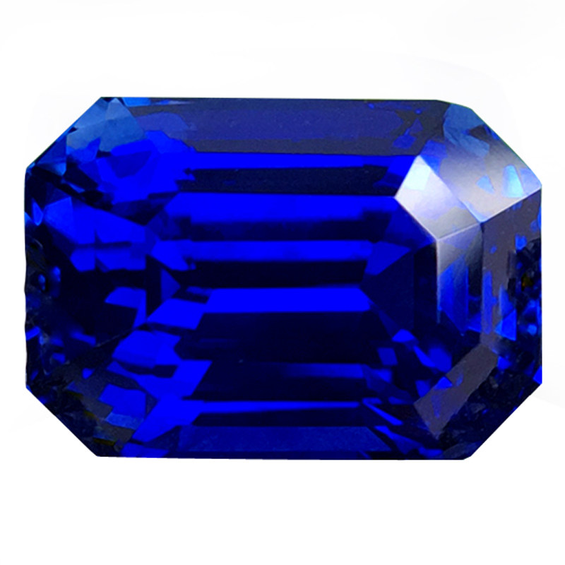 Rectangular cultured tanzanite ring and pendant