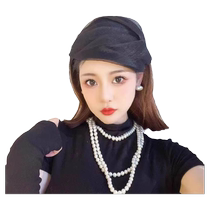 New Shabuta fragrant cloud yarn headband retro French half hat small hat hairband fine hair card black dinner hair accessories for women