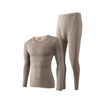 Lambs wool thermal underwear mens thickened plus velvet German bottoming heating mid-collar autumn coat autumn trousers mens suit winter