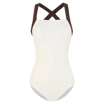Simple women's triangle one-piece quick-drying swimsuit with breast pads