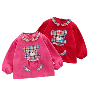 Corduroy baby girl's waterproof and stain-proof large size blouse