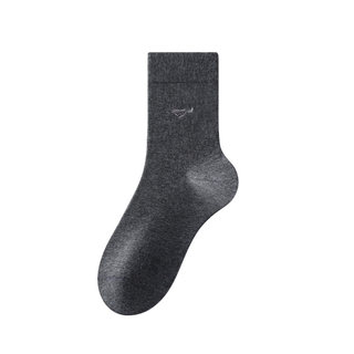 七匹狼袜子男士纯棉吸汗防臭全棉透气7a抗菌中筒袜黑色男款秋冬季